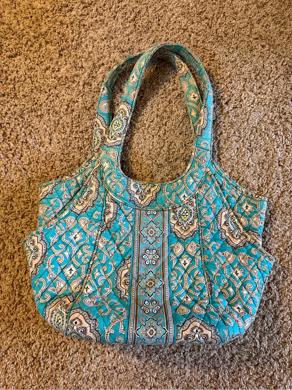 Vera Bradley Totally Turq Large Hobo Shoulder Bag Retired 2010 Turquoise